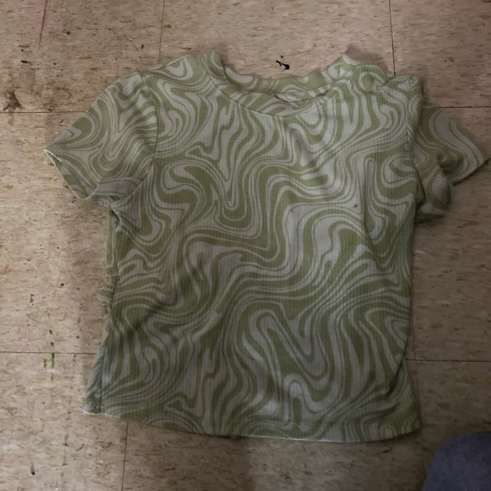 Crop top green and white